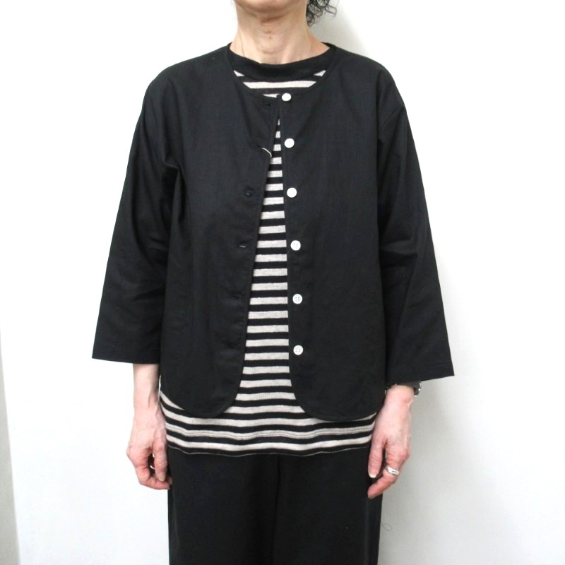 Vent d'ouest  裾ラウンドノーカラーシャツ /BK19 【日本製】